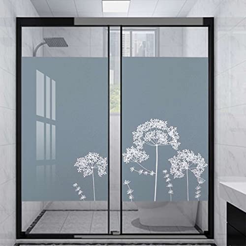 多色 窓 めかくしシート 窓ガラス 目隠しフィルム ガラスフィルム 目隠しシート 小窓 遮光フィルム ブラウンとブルーのフラワーデザイン 窓ガラス目隠しシート すりガラス調 遮光 断熱 結露防止 静電吸着 接着剤必要なし 風呂 浴室 玄関目隠し ベランダ