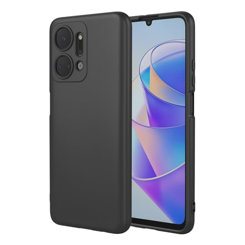 TEYYOS Funda Suave Silicone para Honor X7a, Premium Silicona Líquida Carcasa, Tres Capas Anti-Choques Ultradelgado Protección Case Cover, Negro