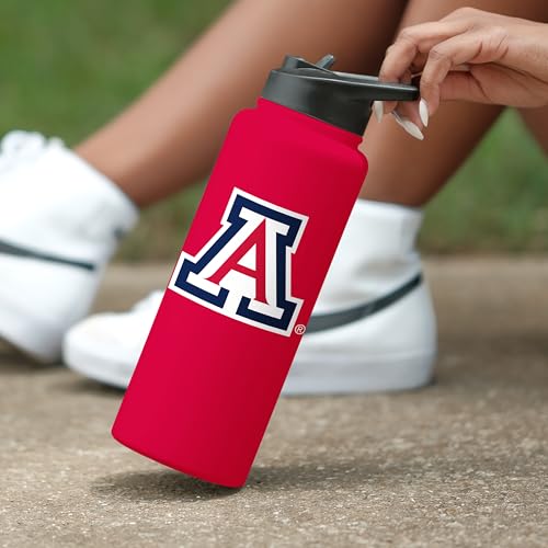 Image of Logo Brands NCAA Arizona Wildcats 34oz Logo Quencher Bottle - Double-Wall Insulated, Stainless Steel, No-Spill Lid, Easy Carry Handle