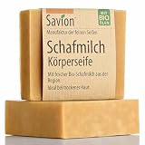 Savion Schafmilch Körperseife, für trockene Haut, Palmölfrei, Plastikfrei, Tierversuchsfrei, 80g