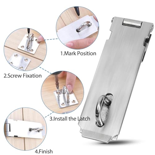 Chiavistello Con Lucchetto,4 Pezzi Lucchetto Chiusura Hasp In Acciaio Inox,30 Mm Lucchetto Con 8 Chiave,Chiavistello Porta Con Lucchetto A Viti Per Armadi,Cassetto E Cancello - 4