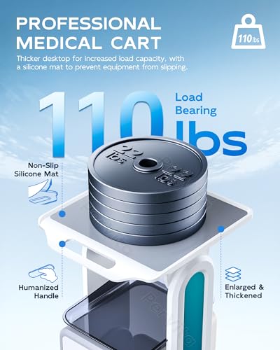 Professional Medical Trolley Cart with Wheels Mobile Ultrasound Cart Beauty Storage Utility Cart Rolling Cart with Drawer for Home Bedroom Salon Lab Hospital Dental Office Clinic