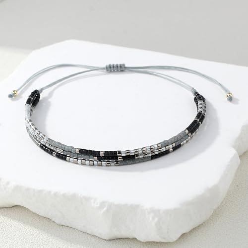Image of KELITCH Adjustable Multi Strand Bracelets Colorful Miyuki Seed Beads Wrap Bracelets Bangle Women Jewelry