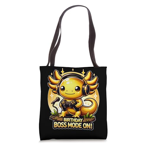 Chibi Gamer Axolotl videogame Birthday boss mode on boy Tote Bag