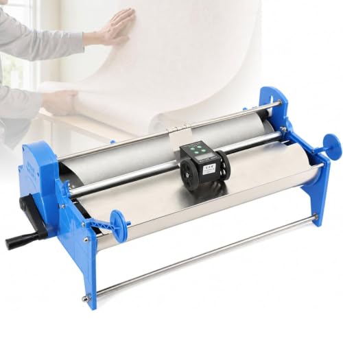 GYKOZY Machine Manuelle d;encollage de Papier Peint, applicateur de Colle à manivelle en Acier Inoxydable avec Compteur électronique, portée de 52 à 53 cm, réservoir de Colle de 8 L
