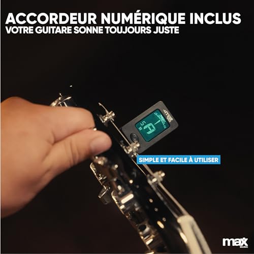 Max Pack Guitare Électrique Style LP avec Ampli 40 Watts et Nombreux Accessoires, Housse, Accordeur, Cordes de rechange, Sangle, Câble 3m et Médiators, Kit Complet pour Bien Débuter – Sunburst - Les Beatles, Paul McCartney, John Lennon, RIngo Starr, George Harrison Max Pack Guitare Électrique Style LP avec Ampli 40 Watts et Nombreux Accessoires, Housse, Accordeur, Cordes de rechange, Sangle, Câble 3m et Médiators, Kit Complet pour Bien Débuter - Sunburst – Image 7