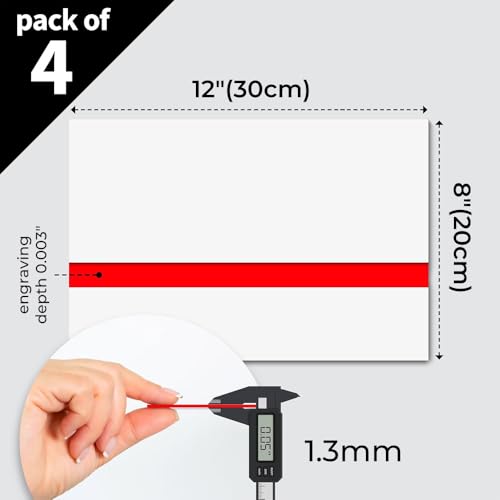 Uadme Blank Laser Engraving Materials, 12 x 8 inch White Panel Red Core ABS Double Color Plastic Sheets 4Pcs - Image 2
