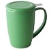 FORLIFE Curve Tall Tea Mug with Infuser and Lid, 15-Ounce, Ivy