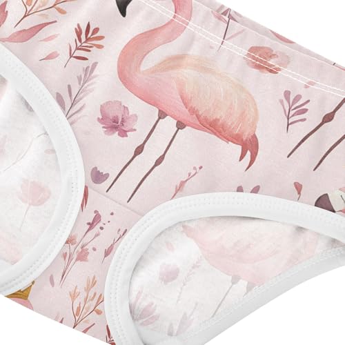 Wusikd Cute Pink Flamingo Girls' Underwear Cotton Crown Girls Briefs Soft Toddler Underwear 2T4
