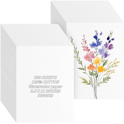 150 Sheets 100% Cotton Watercolor Paper Bulk -140LB/300GSM Art Paper-8.5 x 11 inch Painting & Craft Paper, Finger Paints, Watercolor, Tempera, Drawing, Art Room & Home School Crafts
