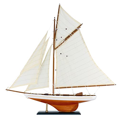 NAUTIMALL Segelboot-Modell aus Holz, klassisch, Columbia, America's Cup, Schiff, nautische Yacht, Segelboot, Dekoration, 63,5 cm