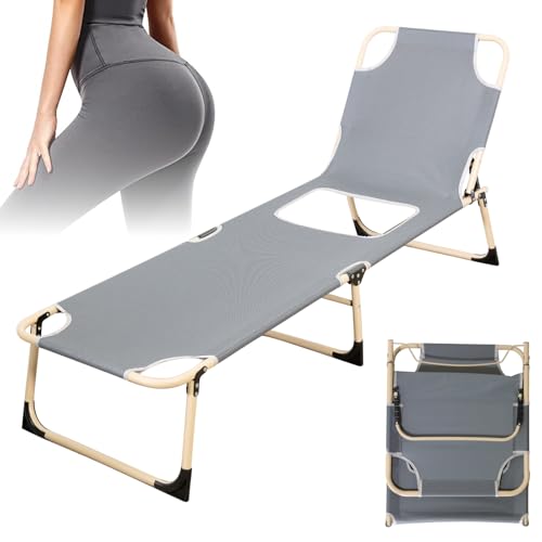 Fodlable BBL Chair with Hole for Butt，Multifunctional BBL Lounge Chairs Folding Portable Comfy Adjustable 5-Position Lay Flat Foldable Chaise BBL Recovery Must Haves
