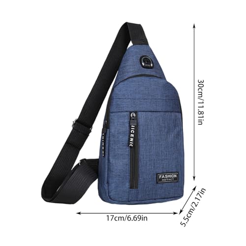 Crossbody Small Sling Bag for Men Women, Strap Bag, Crossbody Backpack with Headphone Hole, Hiking Backpack, Outdoor Travel (1, Blue)2