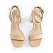 DREAM PAIRS Platform Heels for Women High Block Chunky Open Toe Ankle Strap Heels Fashion Wedding Party Evening Prom Dance Dress Pump Sandals Shoes,Size 6,Nude-Pu,SDHS2420W