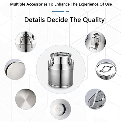 Generisch Milchkannen aus Edelstahl 304, Weineimer, Milchkännchen, Ölfass, Teekanister mit silikonversiegeltem Deckel, Milchtransporteimer zur Lagerung von Flüssigkeiten und Feststoffen, 46 4 Generisch Milchkannen aus Edelstahl 304, Weineimer, Milchkännchen, Ölfass, Teekanister mit silikonversiegeltem Deckel, Milchtransporteimer zur Lagerung von Flüssigkeiten und Feststoffen, 46