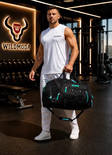 Image of 50L Gym Duffel Bag | Large Travel Sports Bag for Men & Women (Black & Blue)