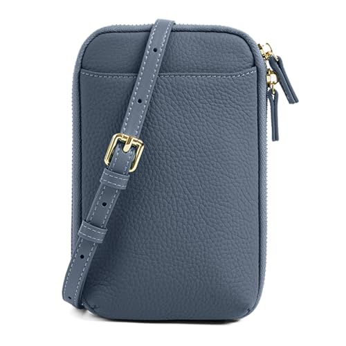 [imeetu] スマホショルダー スマホポーチ レディース 本革 ミニショルダーバッグ 伸縮キーチェーン付き 軽量 多機能 シンプル カジュアル おしゃれ 斜め掛け 肩掛け（ブルー）