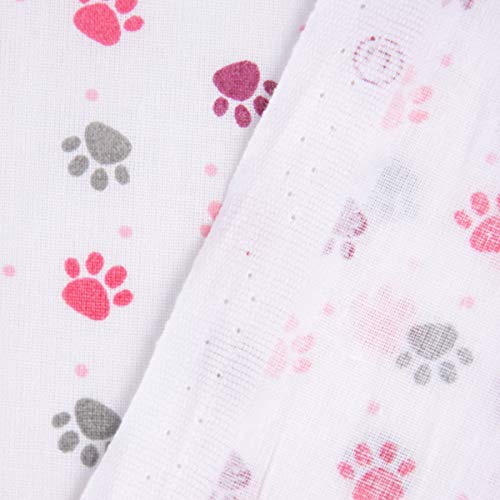 SCHÖNER LEBEN. Baumwollstoff Pfoten Tatzen Abdrücke weiß grau rosa pink Beere 1,4m