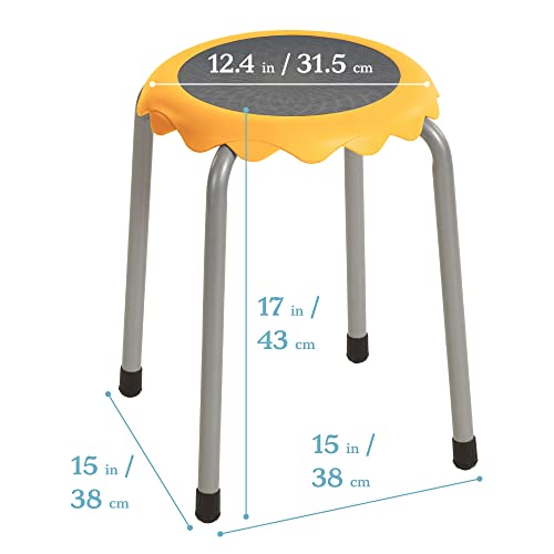 Image of ECR4Kids Daisy Stackable Stool Set, Flexible Seating, Yellow, 8-Piece