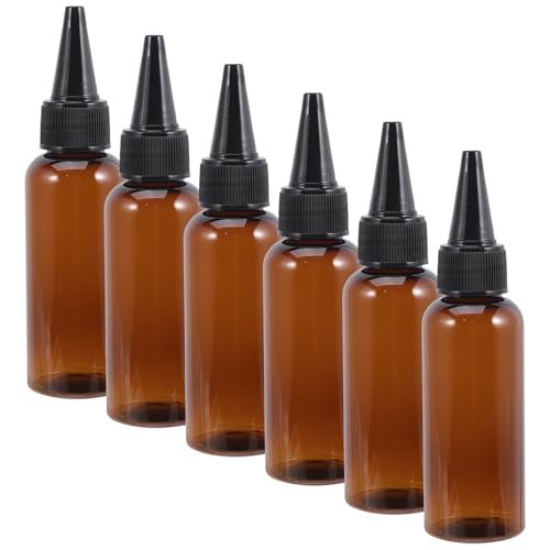 Toyvian 10 Frascos Aplicadores de Cabello de 50 Ml Botellas de Plástico PET Marrón Puntiaguda Rellenables y para Tintes y Lociones Capilares Uso Profesional y Doméstico