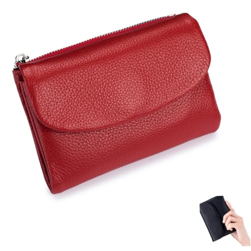 Presencte Unisex Pebble Leather Wallet, Unisex Pebble Real Leather RFID Wallet, Coin Card Purse with Credit Card Holder (#K)