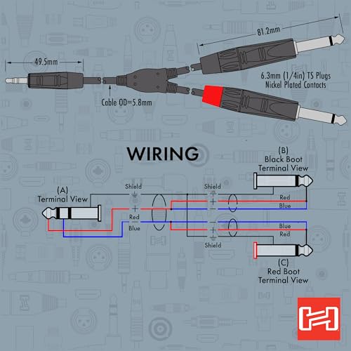 Cable Hosa HMP-006Y Pro Stereo 3.5mm TRS a dual 1/4 TS 6 pies miniatura 5