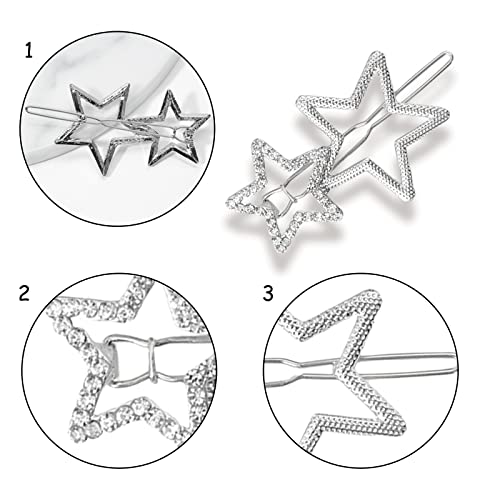 Aegypius 2Pcs Hollow Star Hair Clips, Non-Slip Metal Geometric Hairpin, Elegant Rhinestone Hair Barrettes For Women Lady Girls Styling Hair Accessories thumb #2