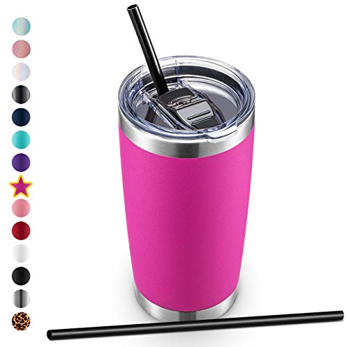 ALOUFEA 20oz Stainless Steel Tumbler with Lid and Straw, Vacuum Insulated Tumbler Cup