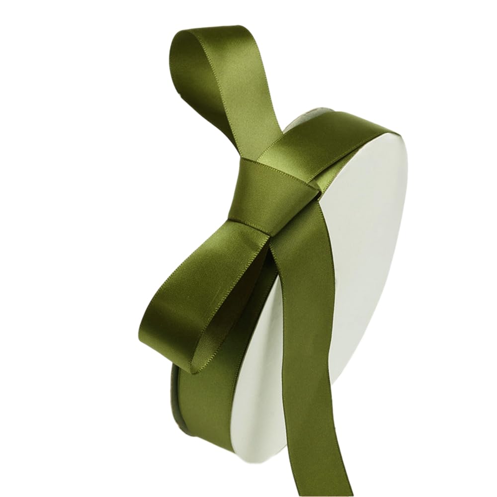 Cinta de raso de 100 yardas para manualidades, cinta decorativa para Navidad, boda, día de San Valentín, bautizo, cumpleaños, fiesta, regalo, embalaje, 50 mm, verde militar