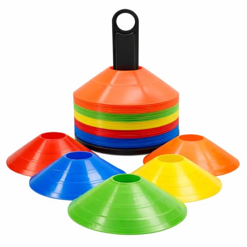 OUTDOORN 25 cônes de marquage colorés, Accessoires pour l'entraînement de Football et de Slalom - Accessoires d'entraînement en extérieur