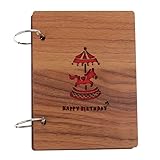 Einband aus Holz mit beweglichen Blättern zum Selbermachen, mit dicken Papierseiten. (2 Stück Holzeinband, 1 Seite rot, 15 Stück schwarze Seite).