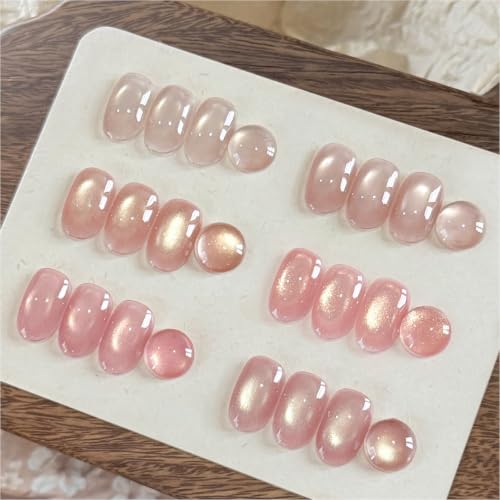 Image of GAOY Soft Pink Cat Eye Gel Nail Polish Set, 6 Jelly Nude Colors Holographic Translucent Gel with Magnet, Soak Off UV Light Cure for Nail Art, Moonlight Ballet