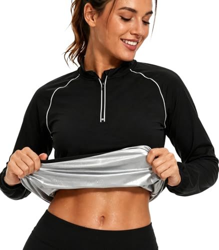 Sauna Suit Women Sweat Sauna Jacket Long Sleeve Zipper Shirt Workout Top - image 1