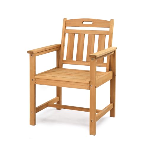 VINGLI Outdoor Dining Chairs Solid Wood Patio Chairs Outdoor Chair for Garden Balcony Yard Porch (Teak 1 PCS)