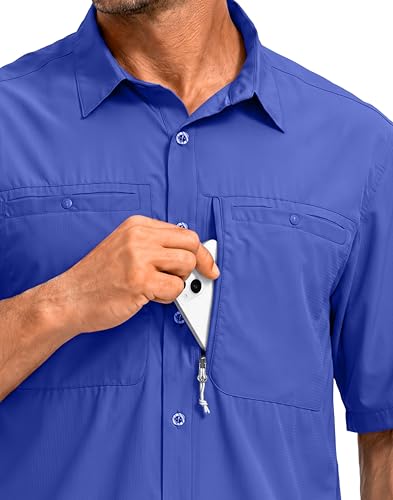 Image of G Gradual Men's Fishing Shirts with Zipper Pockets UPF 50+ Lightweight Cool Short Sleeve Button Down Shirts for Men Hiking