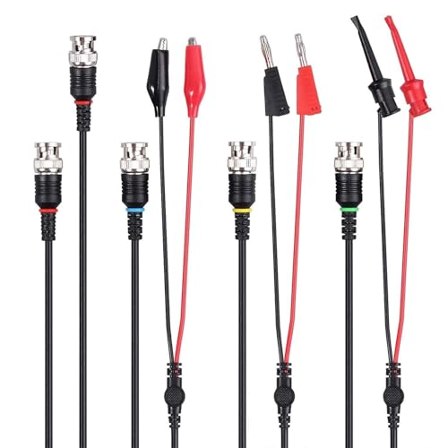Image of Universal Oscilloscope Probe with Accessories Kit 200MHz Oscilloscope Clip Probes with BNC to Minigrabber Test Lead Kit (200Mhz 2PCS & 100Mhz 2PCS with 8PCS BNC Test Leads)