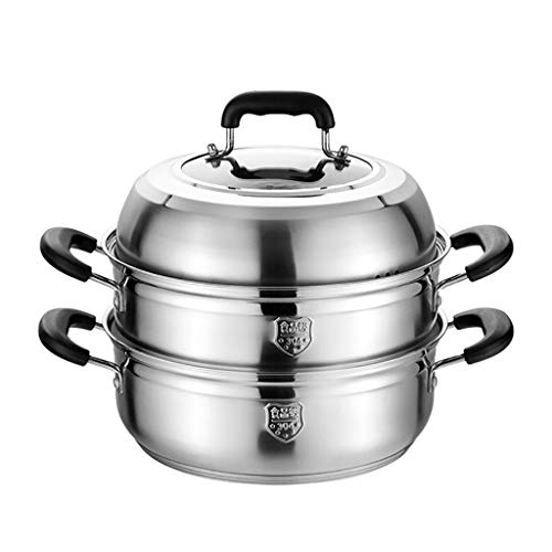 OWOHYG Olla/Vaporera De Acero Inoxidable 304, Olla para Sopa De 3 Capas, para Uso Comercial Y Doméstico, para Cocina De Gas O De Inducción, 28 Cm