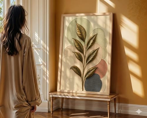 Image of NoWorries 3D Botanical Leaf Wall Painting with Frame Set of 1 | Premium Textured Gold Leaf Artwork, Modern Abstract Nature Wall Decor for Living Room, Bedroom, Office and Home Decoration (3d Art-1,13x19inch)