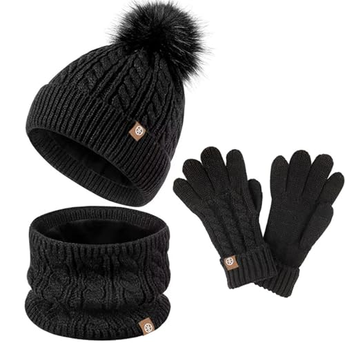 Bonnet d'hiver pour bébé ensemble fille écharpe et gants cadeau de naissance