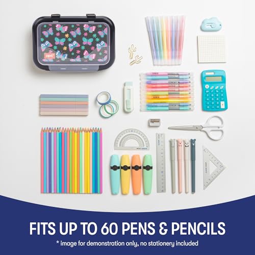 Image of ZIPIT: Pencil Box Bundle: Rainbow & Butterflies - Recycled Plastic Cases, Large Capacity Storage Organizers, School Supplies-Stationary, Kid-Girl-Boy
