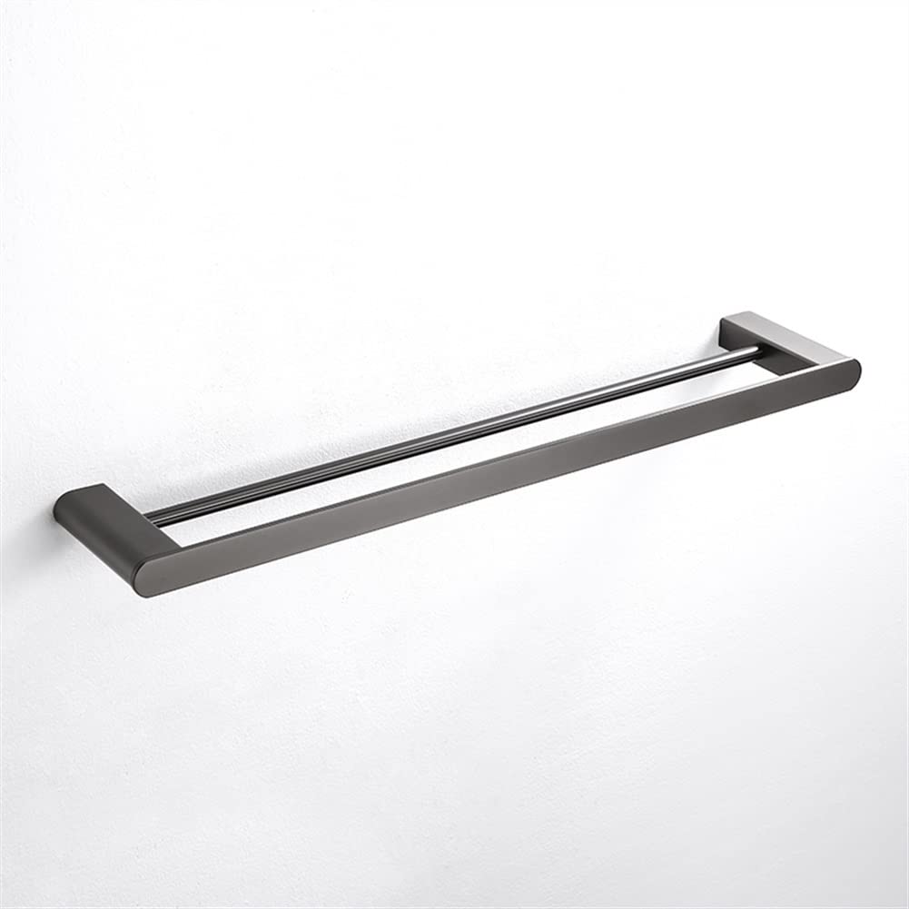 Porte-serviettes double pôle gris fusil en acier inoxydable pour matériel de salle de bain