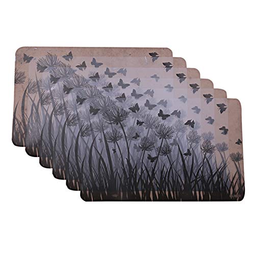 Image of Kuber Industries Butterfly Design PVC 6 Pieces Refrigerator Drawer Mats (Black and White) CTKTC13675