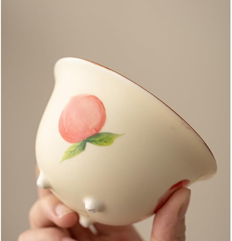 GSOUL Kungfu Tea cup Cream Yellow Hand-painted Gaiwan Ceramic Household Tea Maker One Person Small Non-scalded Single Brewing Cups Small Tea Cups