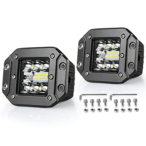 DWVO Flush Mount LED Pods 4.8Inch 2PCS 42W Triple Row 6300LM PCS Upgrade Chipset Flood Spot Combo Beam for Driving Lights Boat LED Work Lights