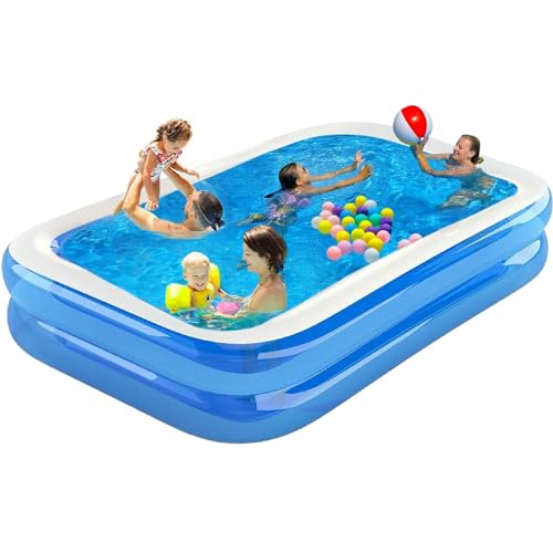 Albercas Inflables, Toy TOCOZOC Alberca Inflable Piscina Familia, 260x170x50cm Piscina Hinchable Rectangular, Piscina al Aire Libre, Juguetes de Agua de Verano, Adecuado para...