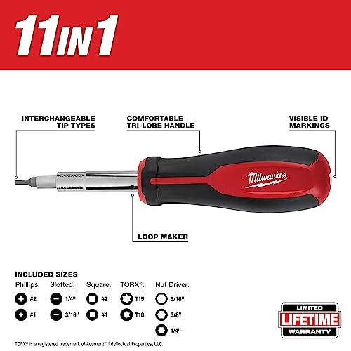 Milwaukee 11-In-1 Multi-Tip Screwdriver With Ecx Driver Bits. #TOP3