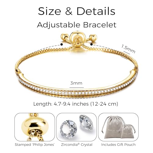 Philip Jones Gold Plated Friendship Bracelet Created with Zircondia® Crystals - Image 5
