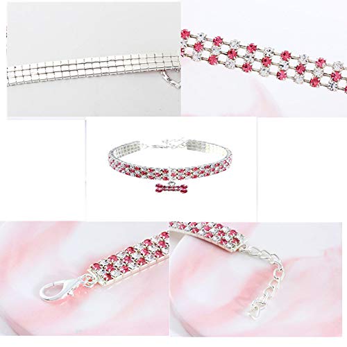Rayminsino Pet Collar With Diamonds, Adjustable Crystal Diamond Elastic Bone Pendant Wedding Cat And Dog Small Pet Necklace Jewelry #TOP3