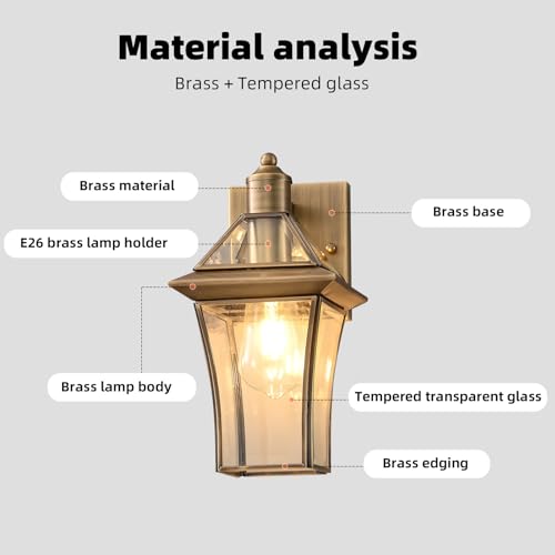 Hemali Brass Exterior Sconces, Outdoor Wall Light Fixtures for Front Porch - image 4