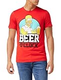 The Simpsons Herren Beer O Clock T-Shirt, Rot (Rot), L
